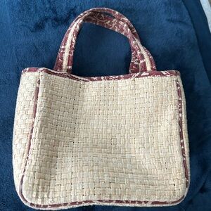 Polo by Ralph Lauren Beige and Burgundy Woven Mini Bag